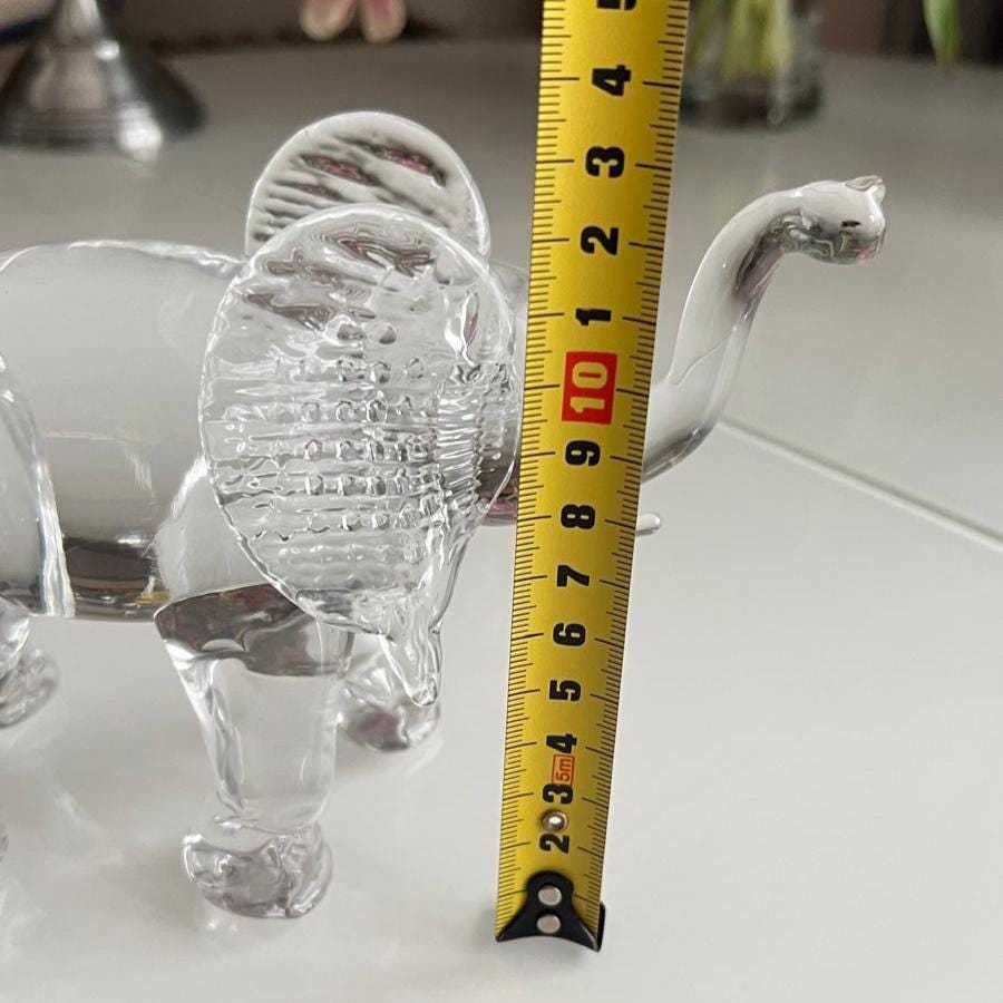 Clear Glass Elephant Figurine with Textured Ears 1980s