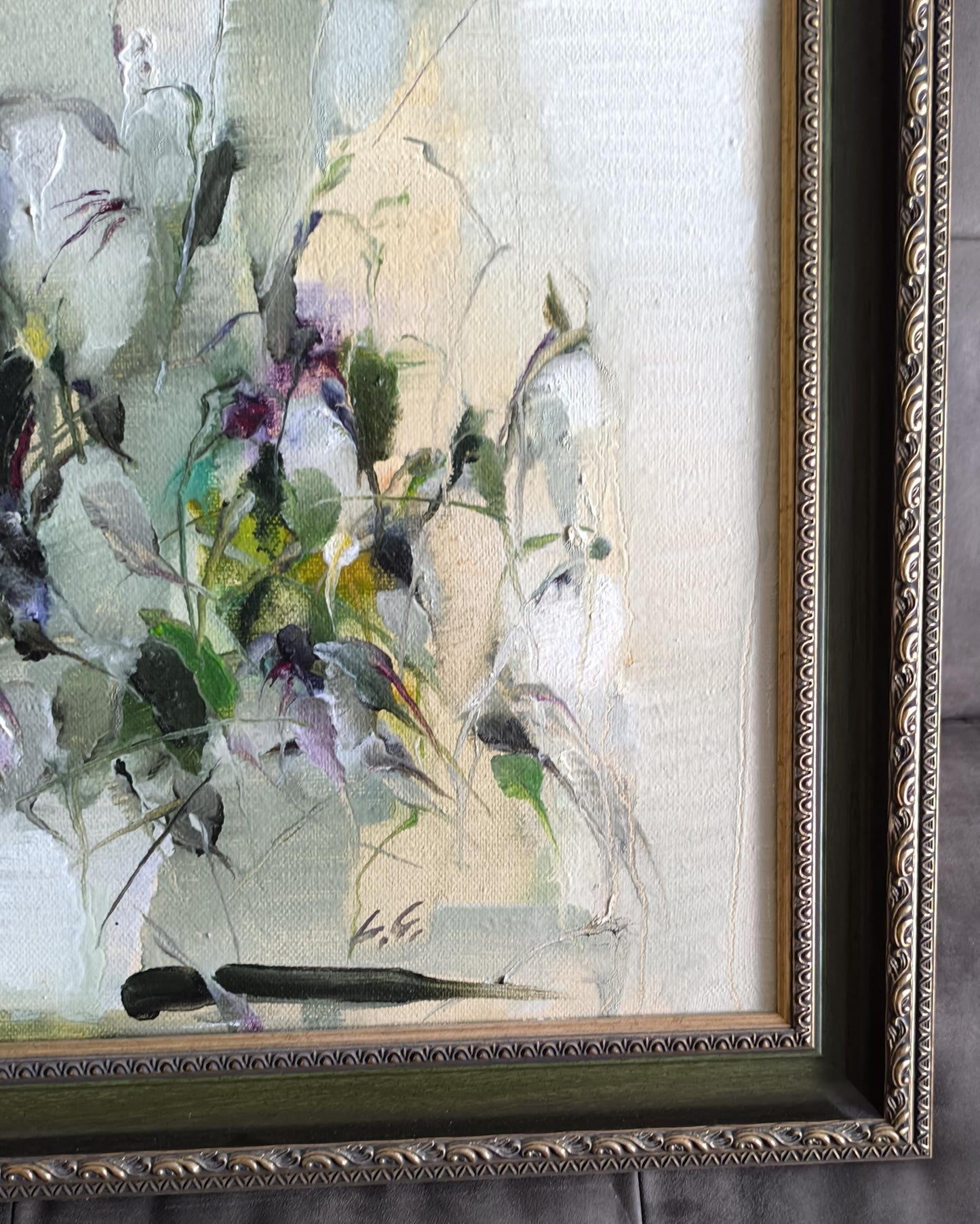 Large Still Life by Lione Grigaliunaite, Oil on Canvas, Signed, 1991