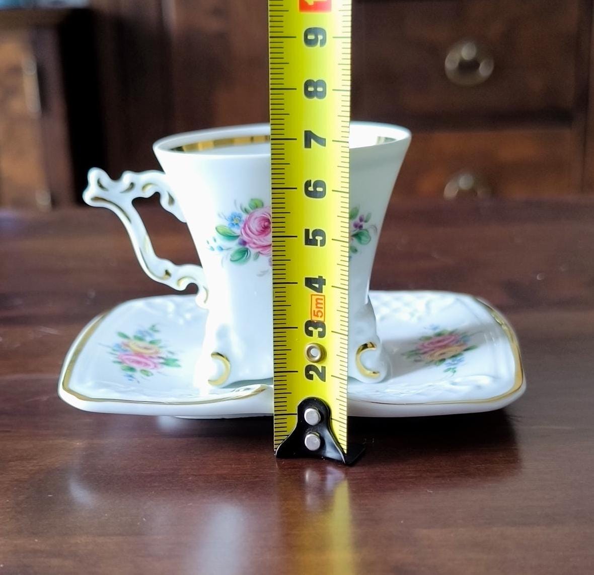 Vintage Gerold Tettau Bavaria Mocha Espresso Cup & Saucer, Floral Porcelain, 1960-1993