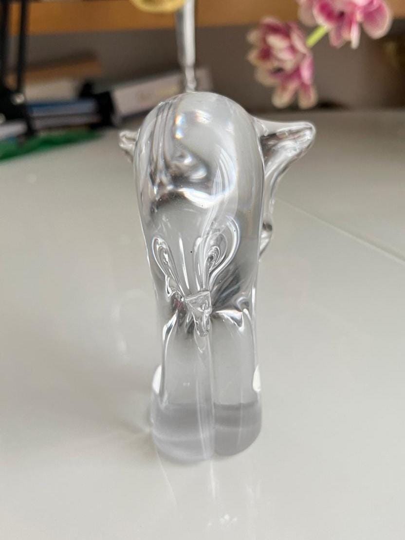 Clear Glass Stylized Elephant Figurine Barcelona 1980s
