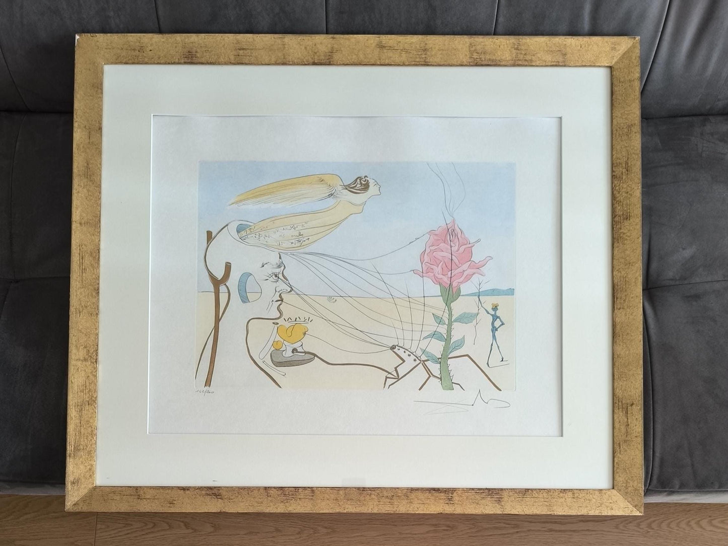 Salvador Dalí Signed Drypoint "Rose (Dream)", Limited Edition, Framed 1976