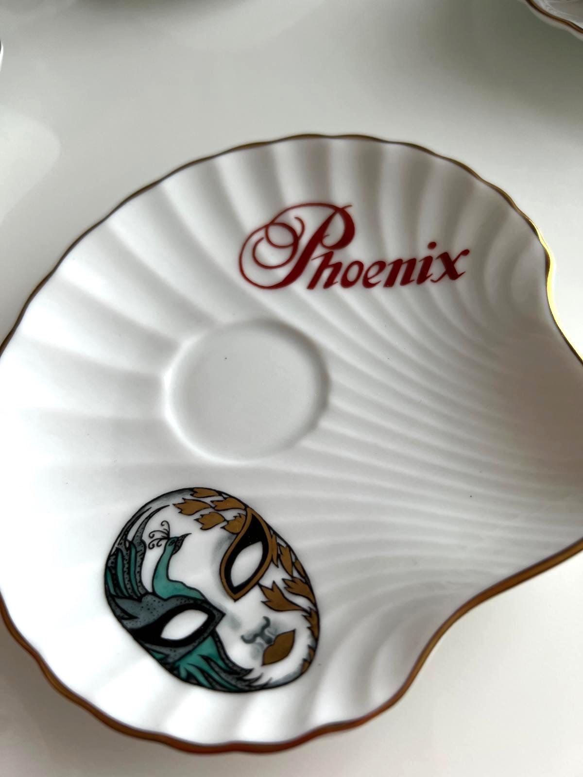 Ancap Verona Porcelain Espresso Cup Set Masks Italy 9 Pieces