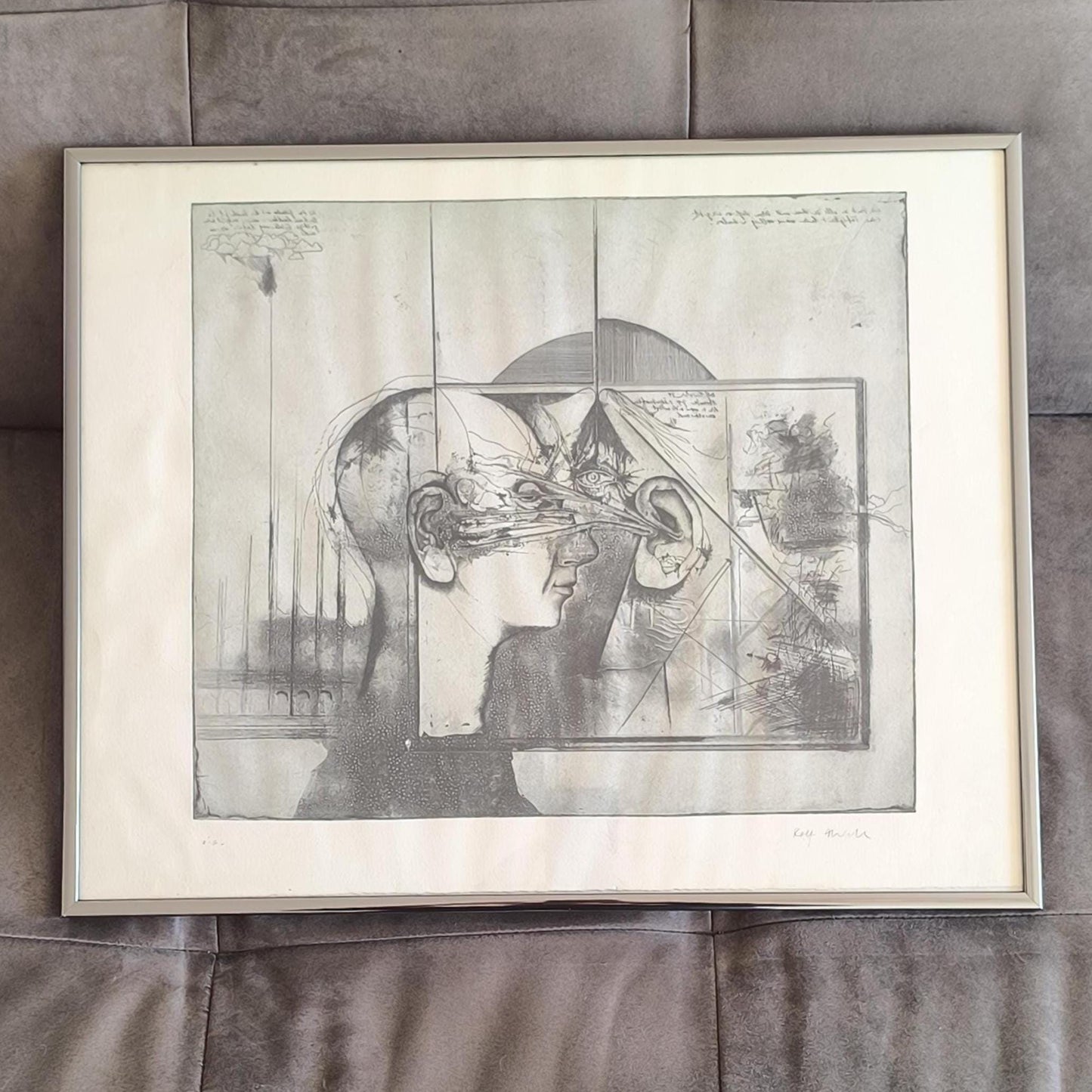 Rolf Nuhn "Ego-Masochist" Framed Artwork, Surrealist Psychological Style