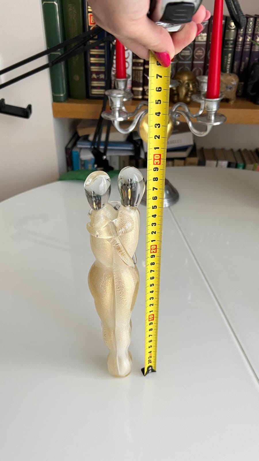 Murano Glass Sculpture "The Lovers", Gold Leaf Italy 1980