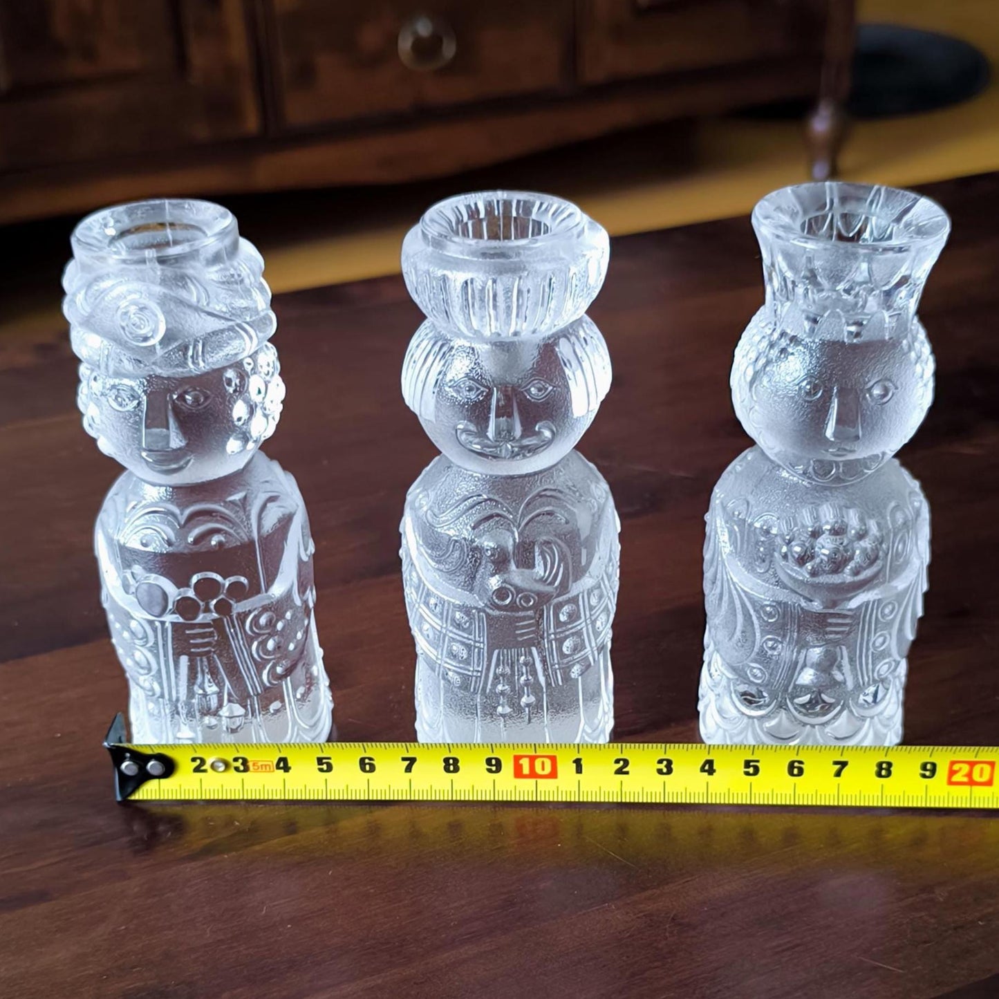 Rosenthal Three Kings crystal candlestick set, Bjorn Winblad Crystal Candleholders, 1960s