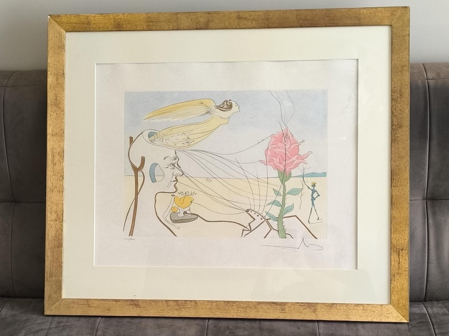 Salvador Dalí Signed Drypoint "Rose (Dream)", Limited Edition, Framed 1976