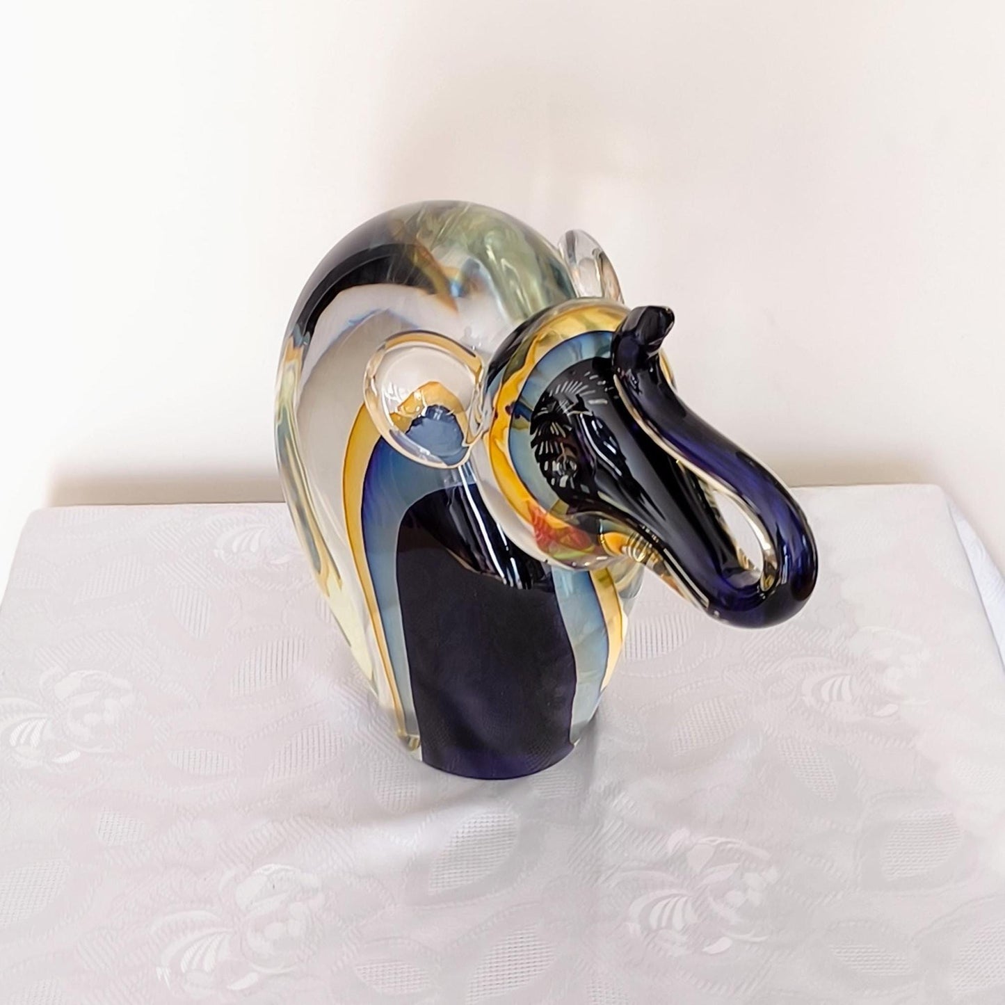 Murano Glass Elephant Sculpture, Stefano Toso Signed 1960s Italy