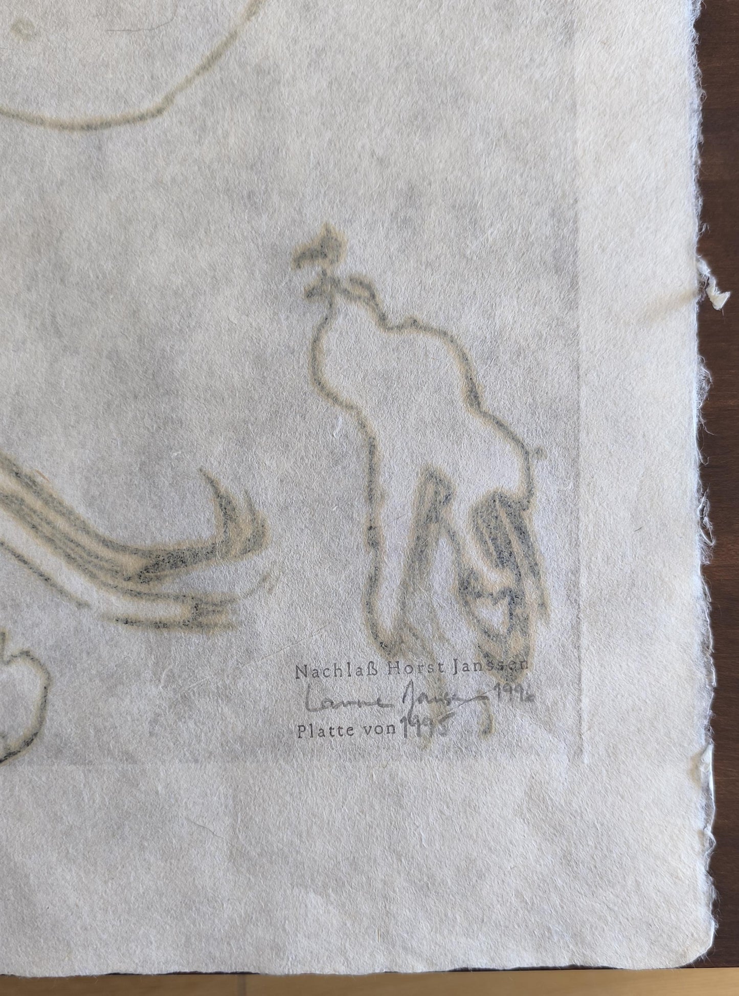 Horst Janssen Lithograph "Elephant", Colored Aquatint 1995, Signed by Heir