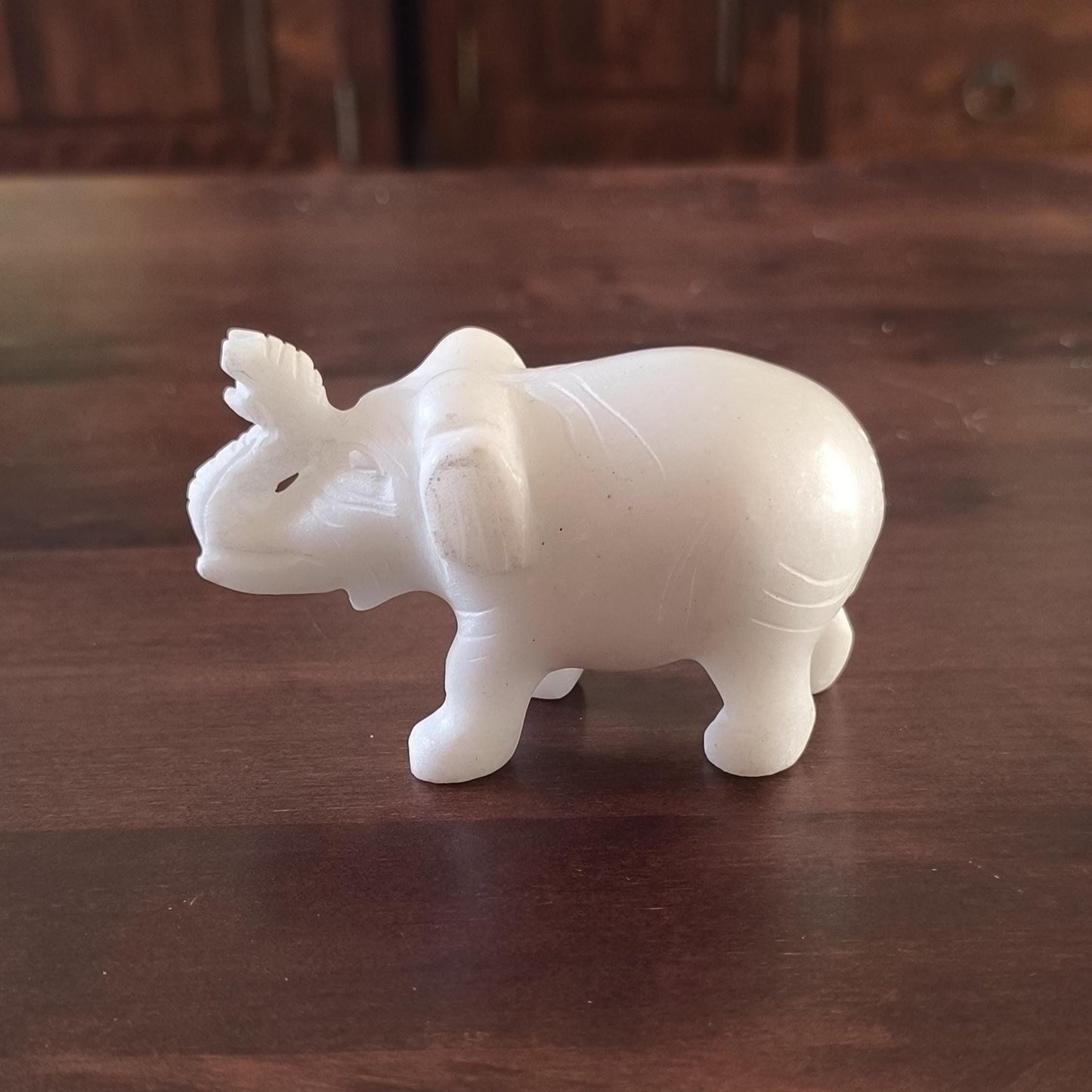 White Marble Stone Elephants Sculpture Handmade from 1960s