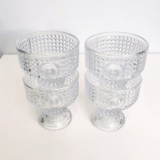 Set of 4 Ice Cream Cups, Pressed Glass Dessert Cups, Designed by Adolf Matura, Libochovice Glassworks, 1970s, Czechoslovakia