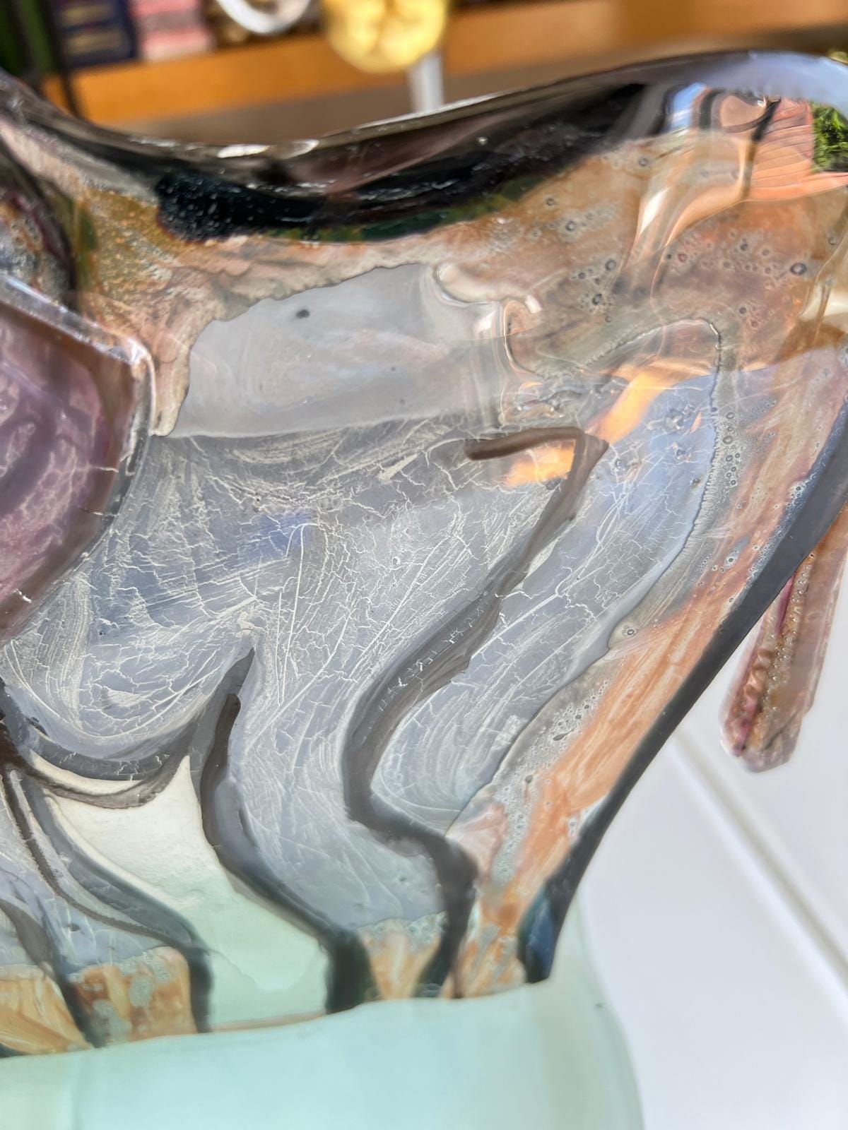 Flat Glass Abstract Elephant Sculpture Signed 6/99