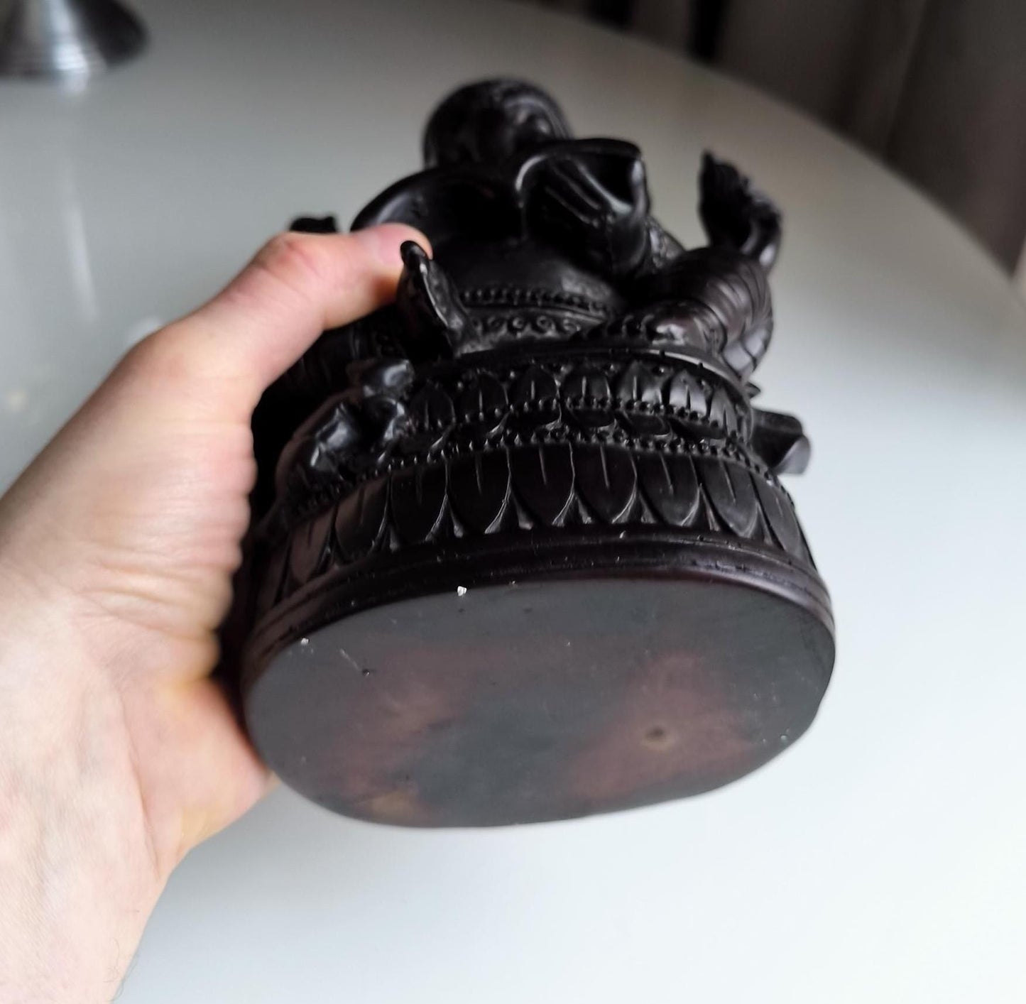 Collectible Ganesha Statue, Vintage 16 cm Black Resin Hindu Elephant God Figurine, 1990s