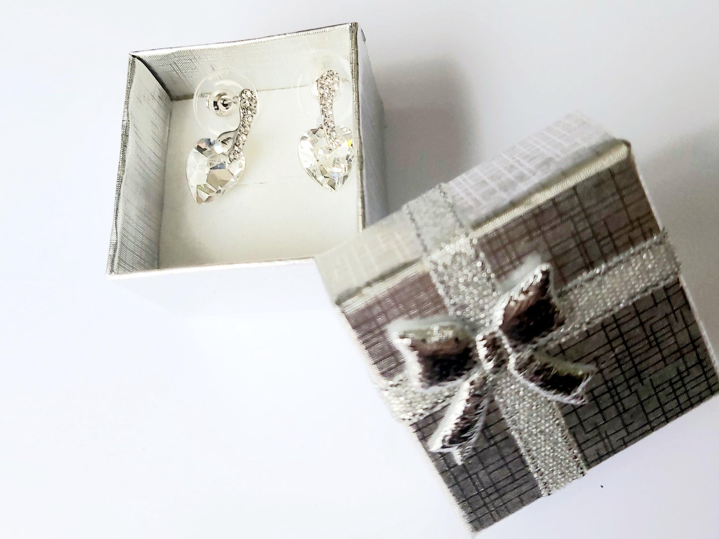 Vintage 14K Gold-Plated Stud Earrings 2000s, White Swarovski Crystal & Diamond Accent