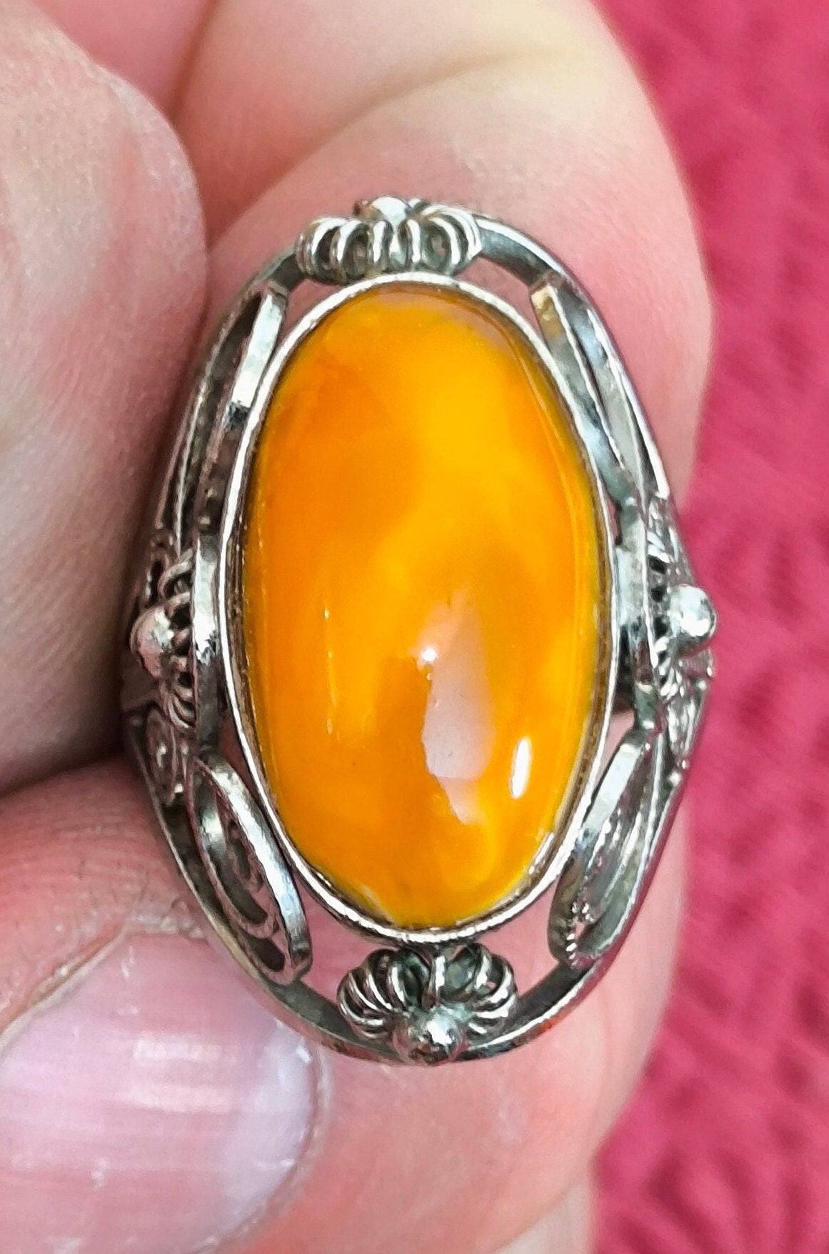 Baltic Amber Ring: Melchior Filigree, Handmade in Lithuania