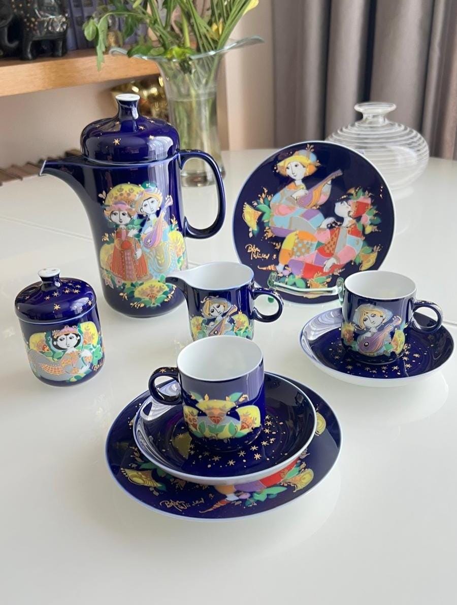 Björn Wiinblad Rosenthal Porcelain Coffee Set 1001 Nights 1970s