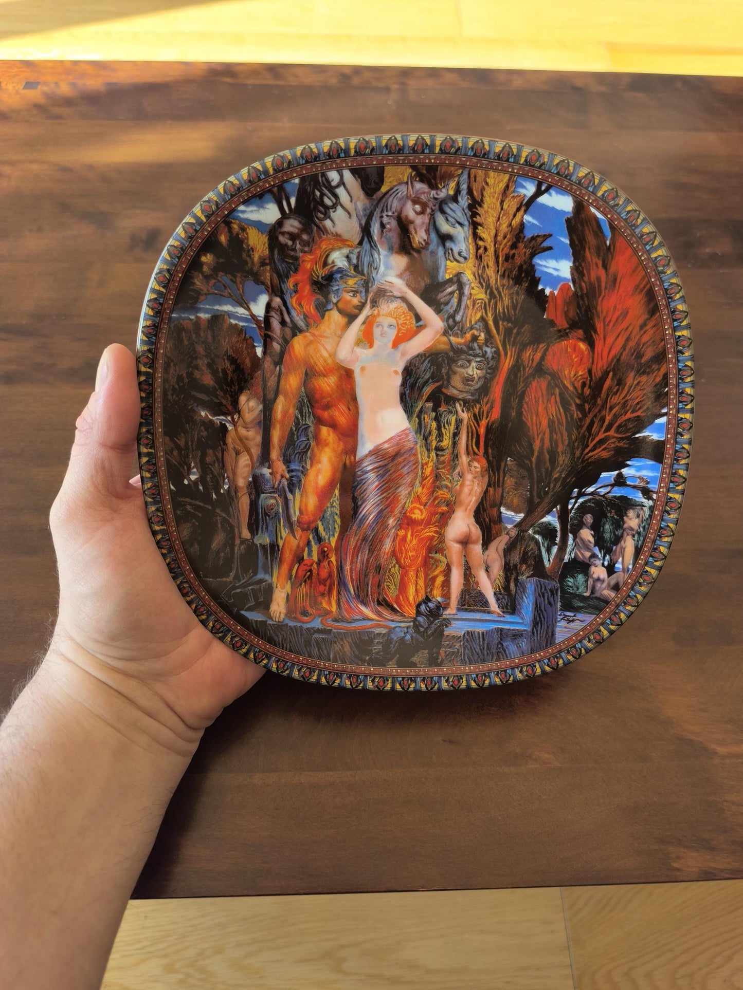 Original Ernst Fuchs Plate "Aphrodite and Perseus", Lilien Porzellan Austria 1994