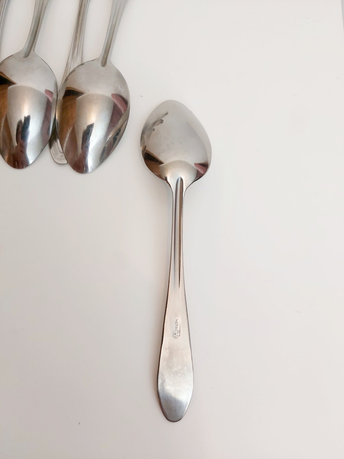 Stainless Steel Dining Spoons - Ornamental Pattern, Set of 10 1970s
