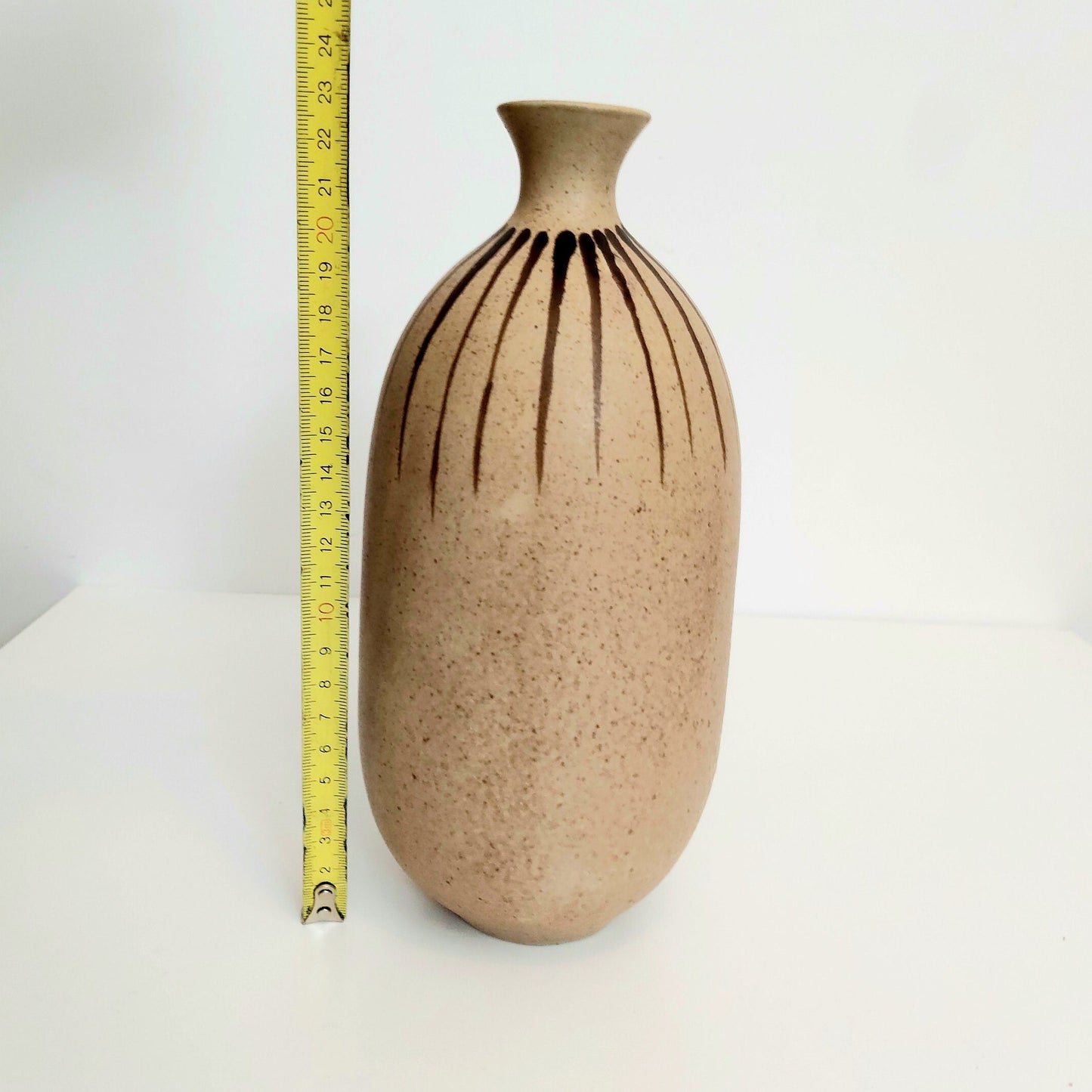 Scandinavian Ceramic Vase: Hazel Striped Pottery