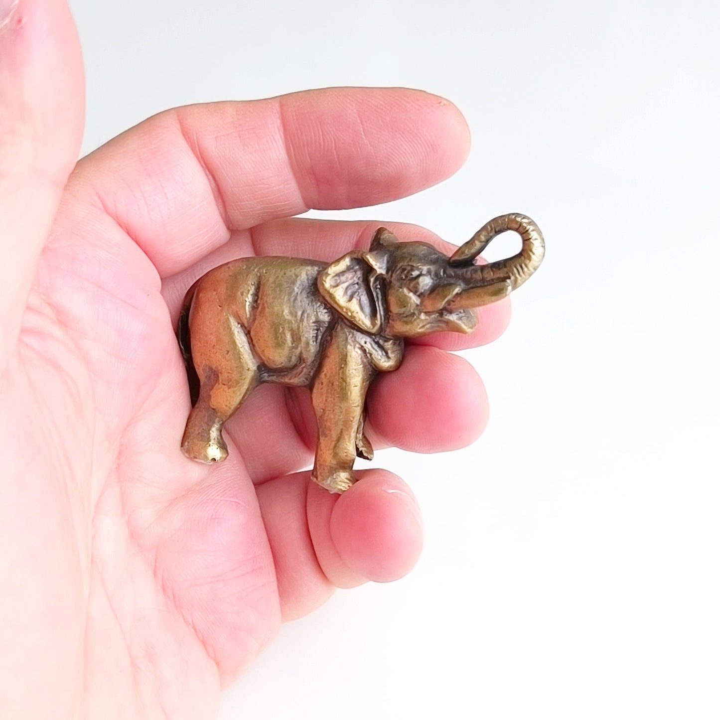 Asian Bronze Elephant Figurine with Raised Trunk, 1980s