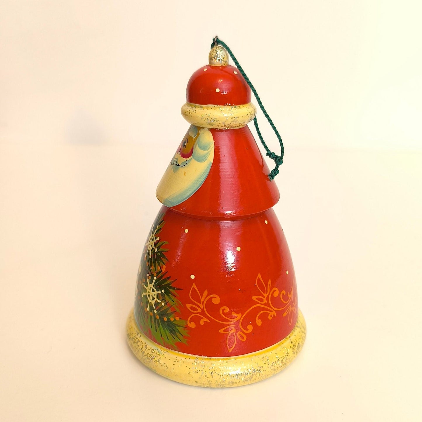 Handmade Christmas Tree Decoration, Antique Wooden Toy Santa Claus