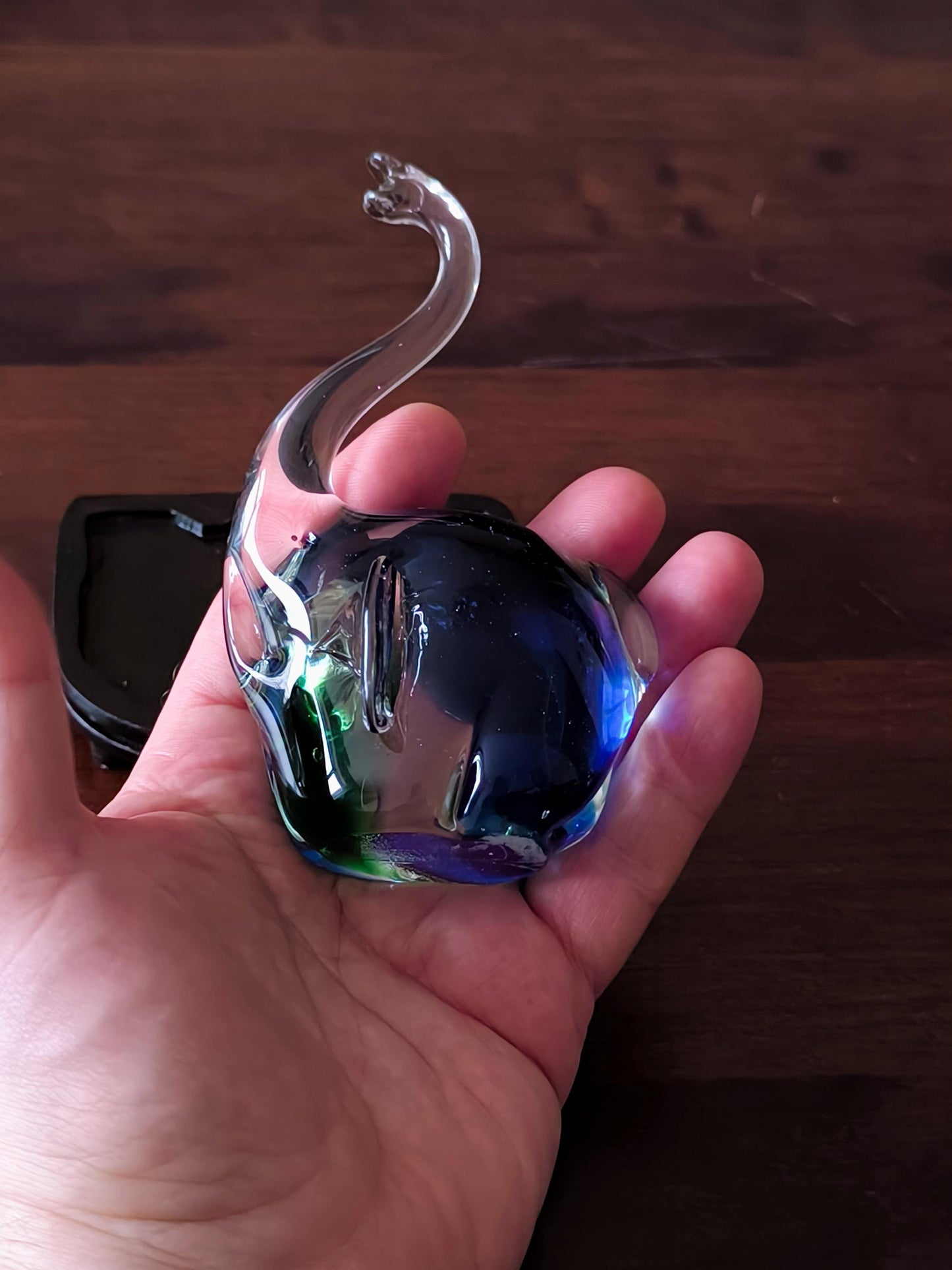 Original Murano Blue and Green Crystal Glass Elephant Sculpture, 1980