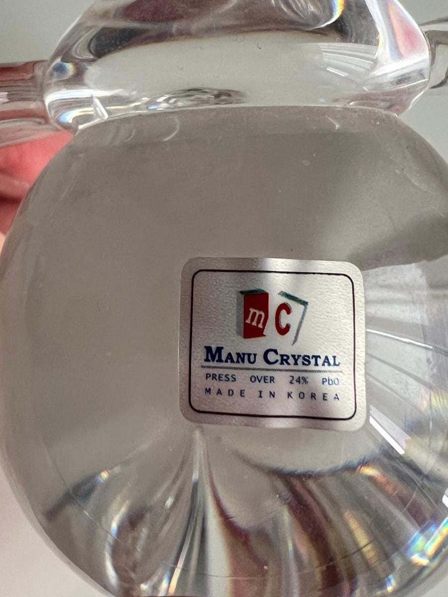 Clear Glass Elephant Manu Crystal Korea 1980