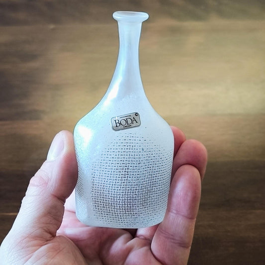 Kosta Boda Bertil Vallien Network Miniature Glass Vase 9.5cm Sweden