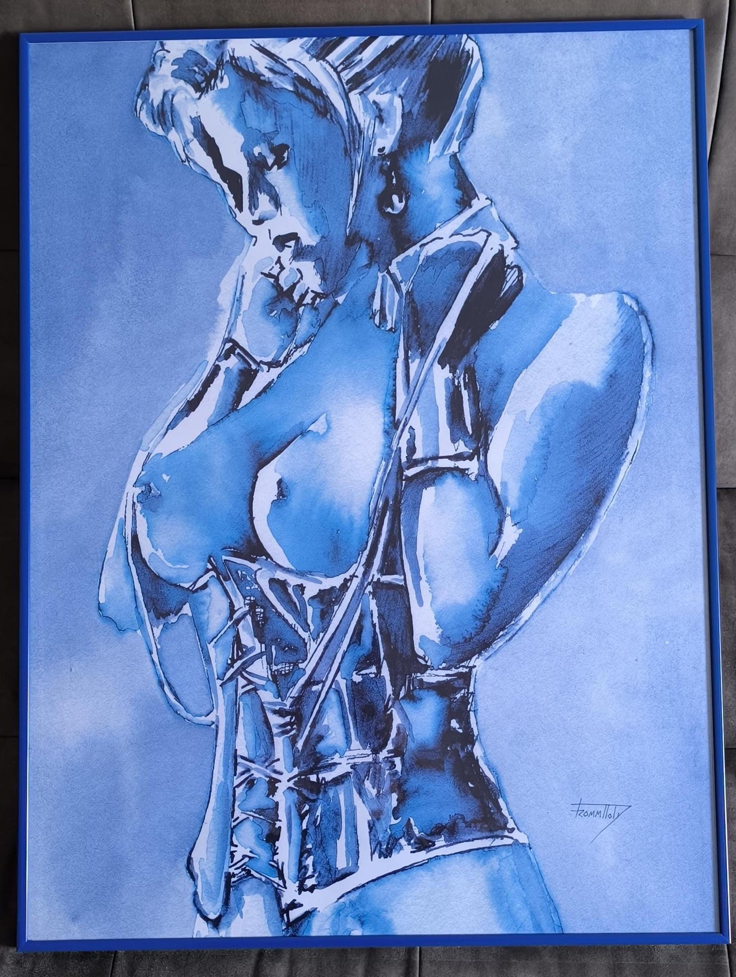 Jürgen Frommhold Signed Nude Watercolor, Pre-1990, Framed