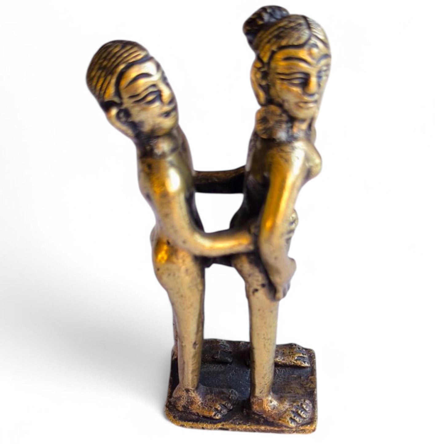 Vintage Bronze Erotic Kamasutra Couple Statue, Small Amulet, 1980s