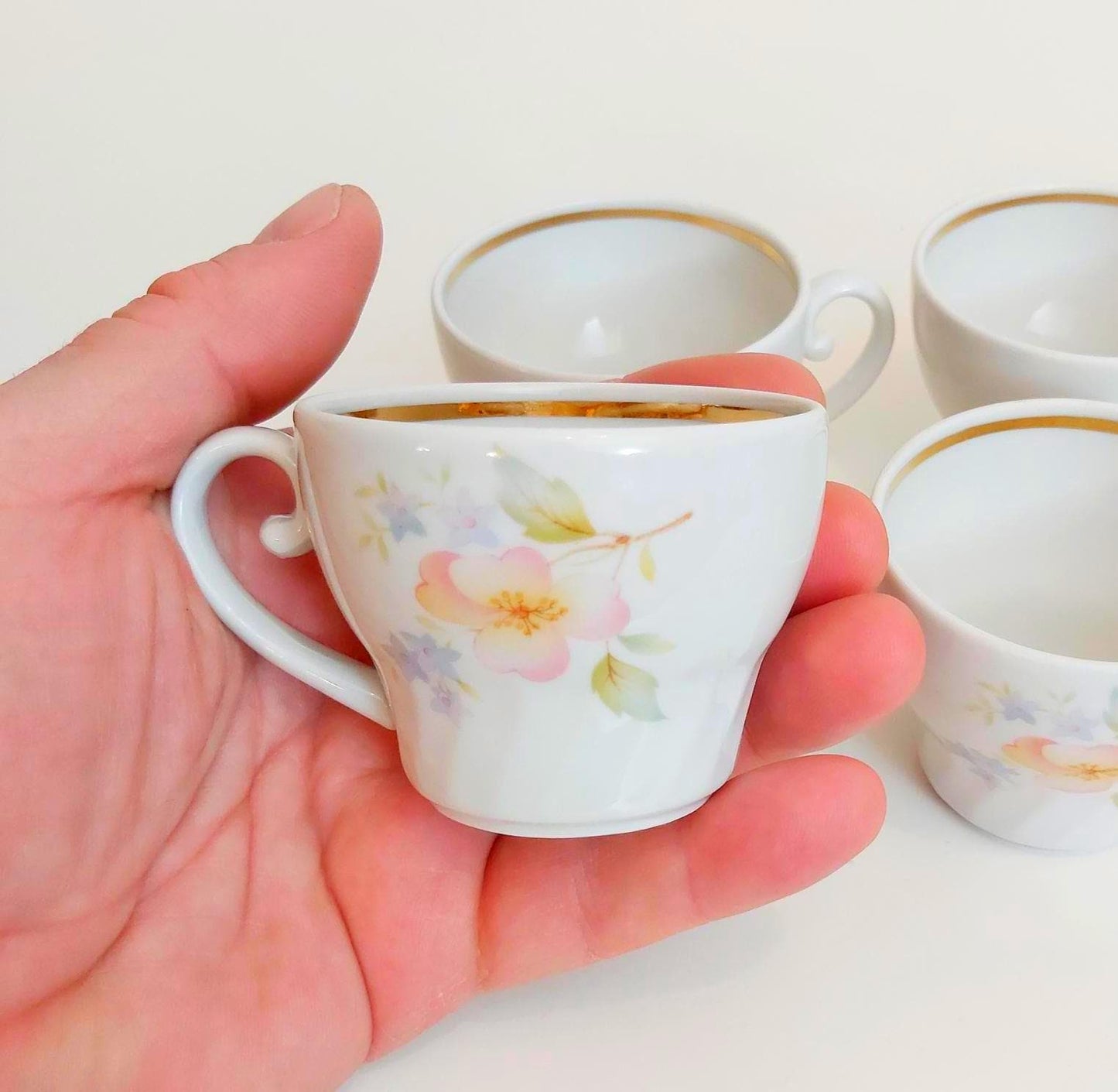 Set of 6 Small Vintage Flower Coffee Espresso Cups, Made in Belarus