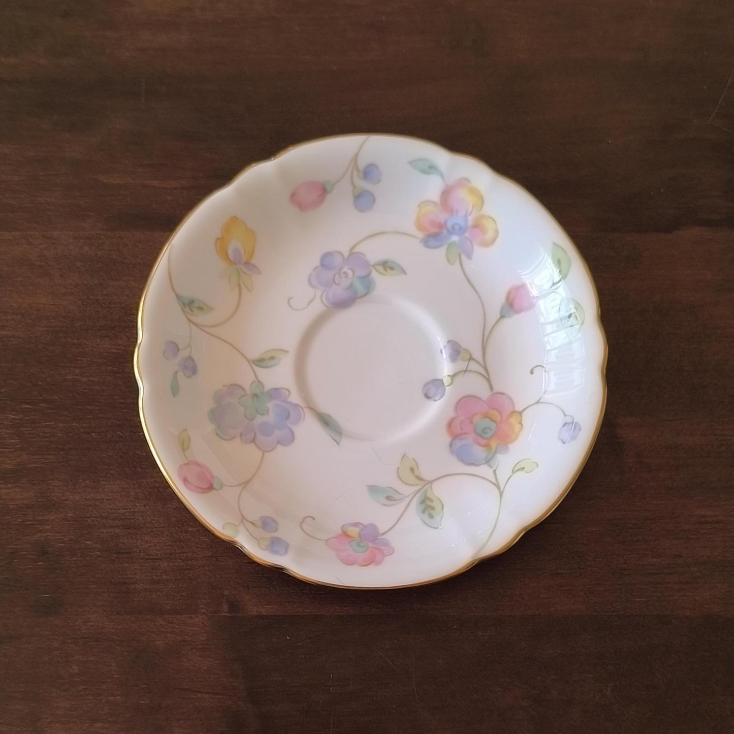 Japanese Porcelain "Old Kyoto by Sudo" Coffee/Tea Cup & Saucer – Hand-Painted Floral, Gold Trim, 1980s