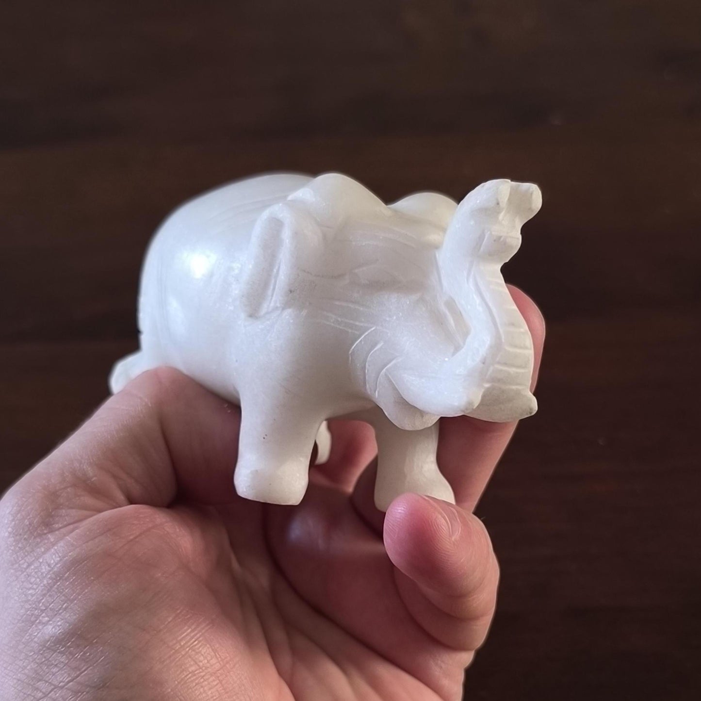 White Marble Stone Elephants Sculpture Handmade from 1960s