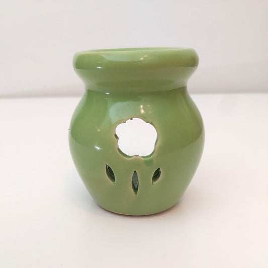 Vintage Green Ceramic Oil Burner: Tea Light Wax Melt Aroma Therapy