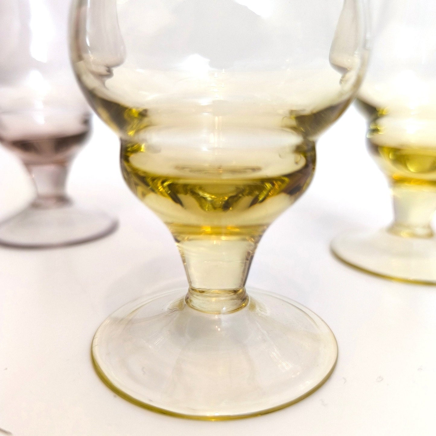 Set of 3 Colorful Shot Glasses (Yellow and Purple), Rare Collectible Lithuanian Shot Cups