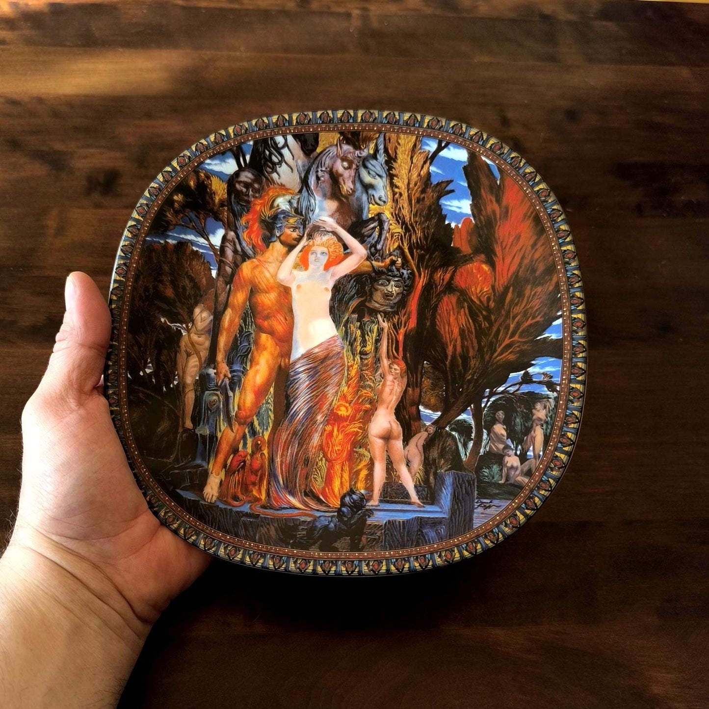 Original Ernst Fuchs Plate "Aphrodite and Perseus", Lilien Porzellan Austria 1994