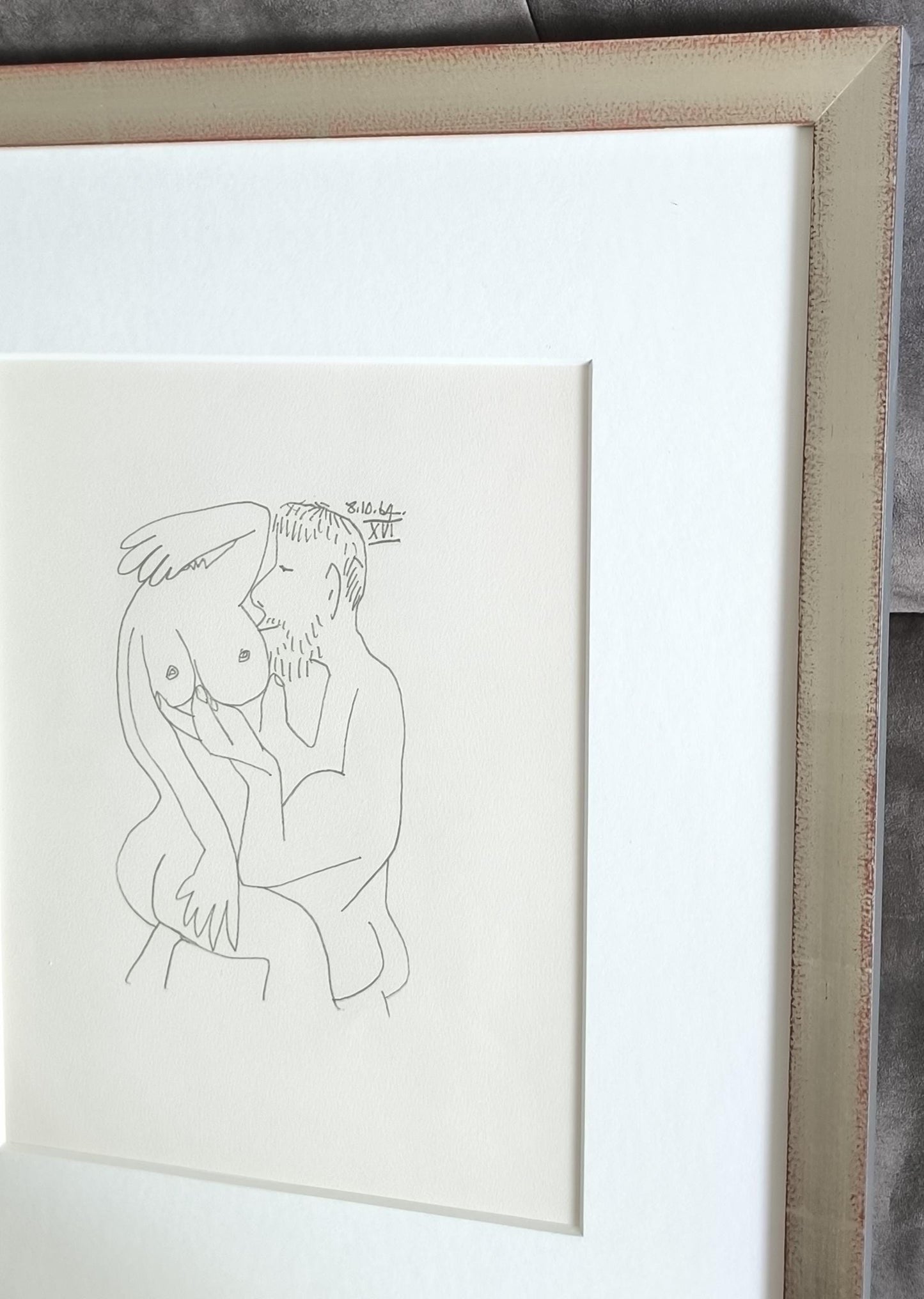 Pablo Picasso Lithograph 2 No.198/666, "Le Gout du Bonheur", Arches Paper 1964, Framed