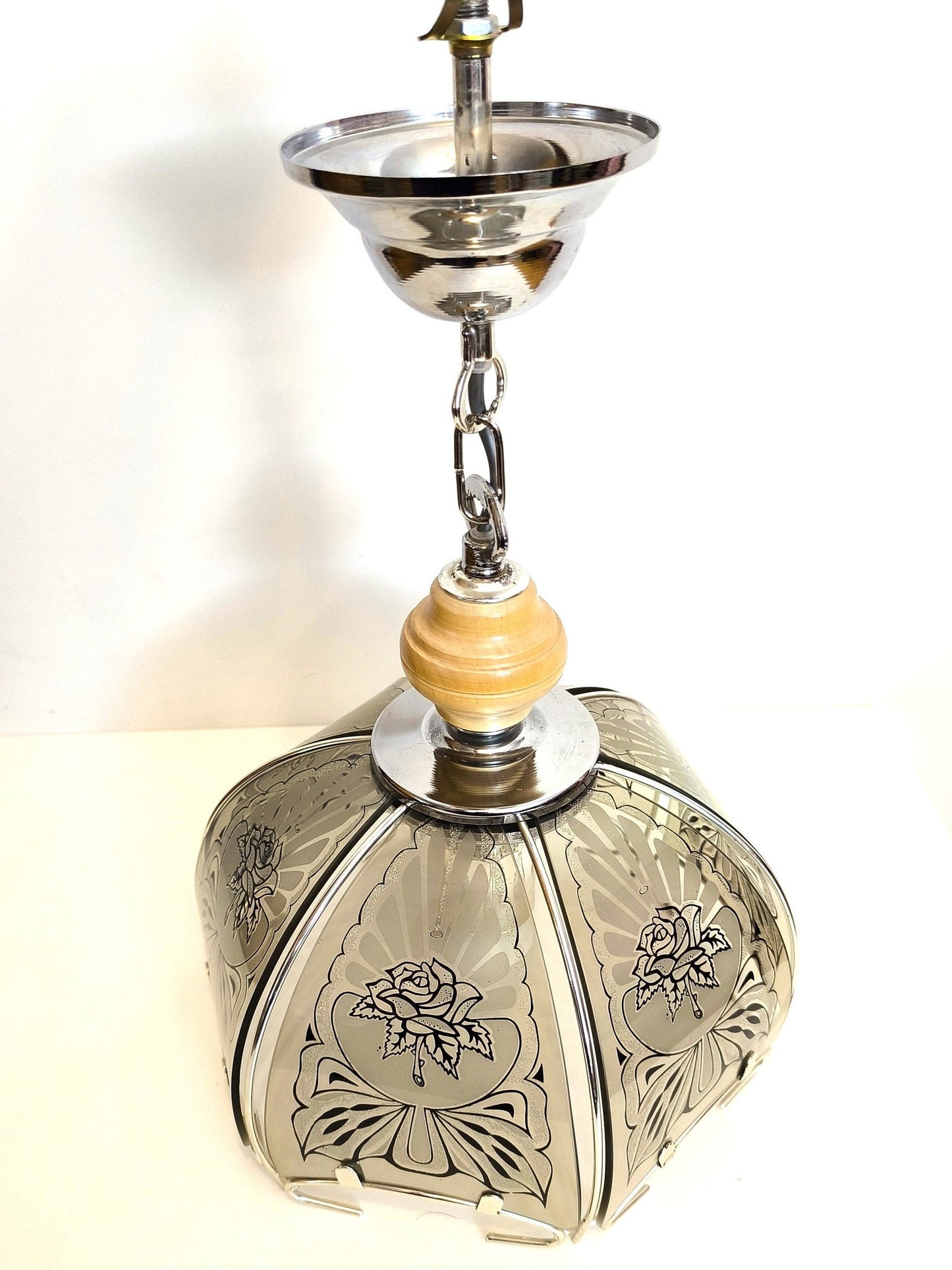 80s Hanging Pendant Light, Vintage Lamp Fixture