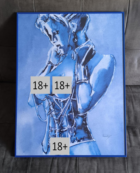 Jürgen Frommhold Signed Nude Watercolor, Pre-1990, Framed