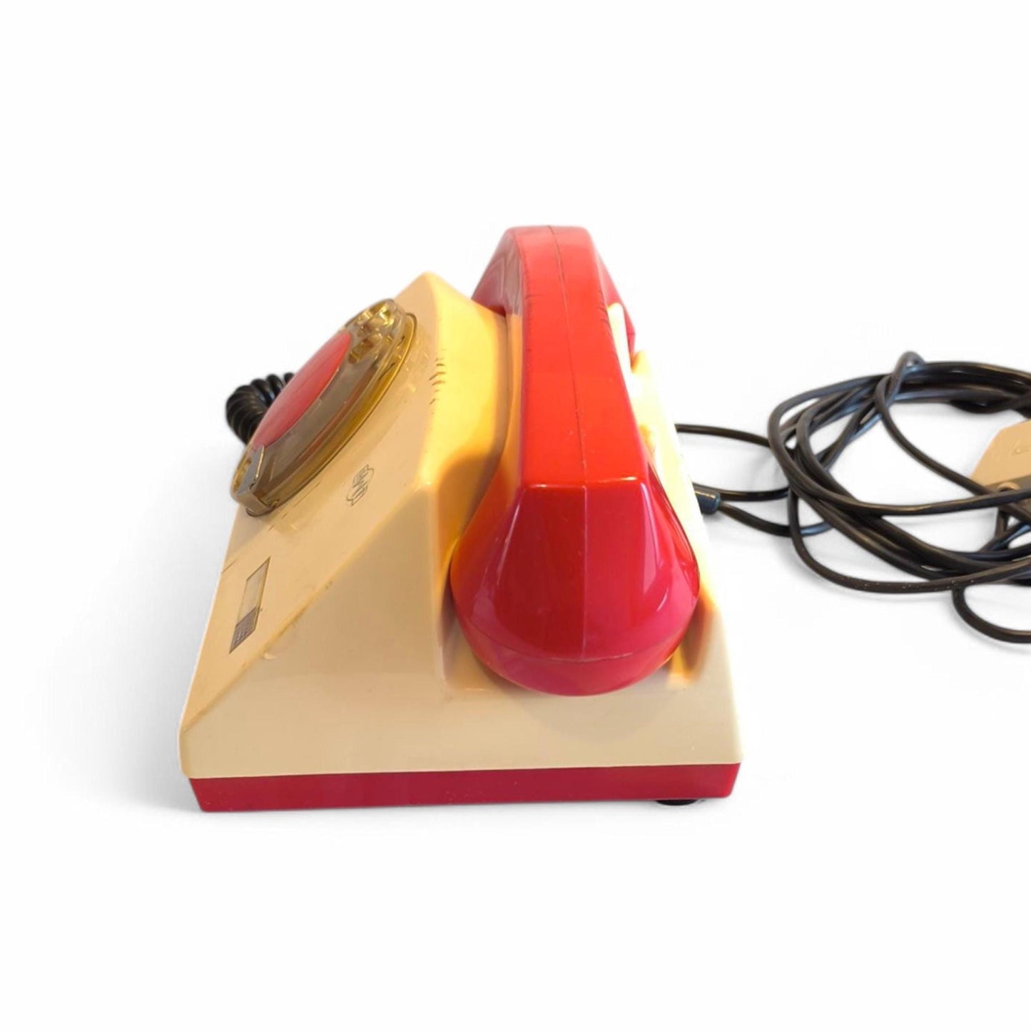 Red & Yellow Fixed-Line Analog Rotary Phone – Telkom RWT Aster 72 (1980)