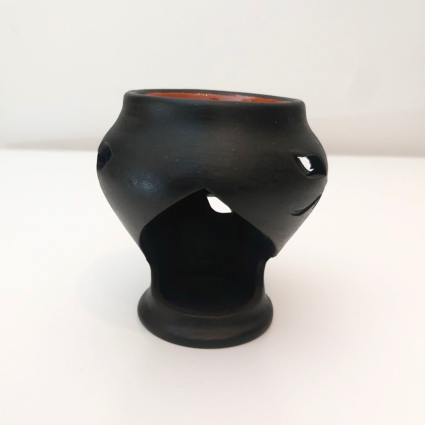 Vintage Black Matte Ceramic Oil Burner: Tea Light Wax Warmer