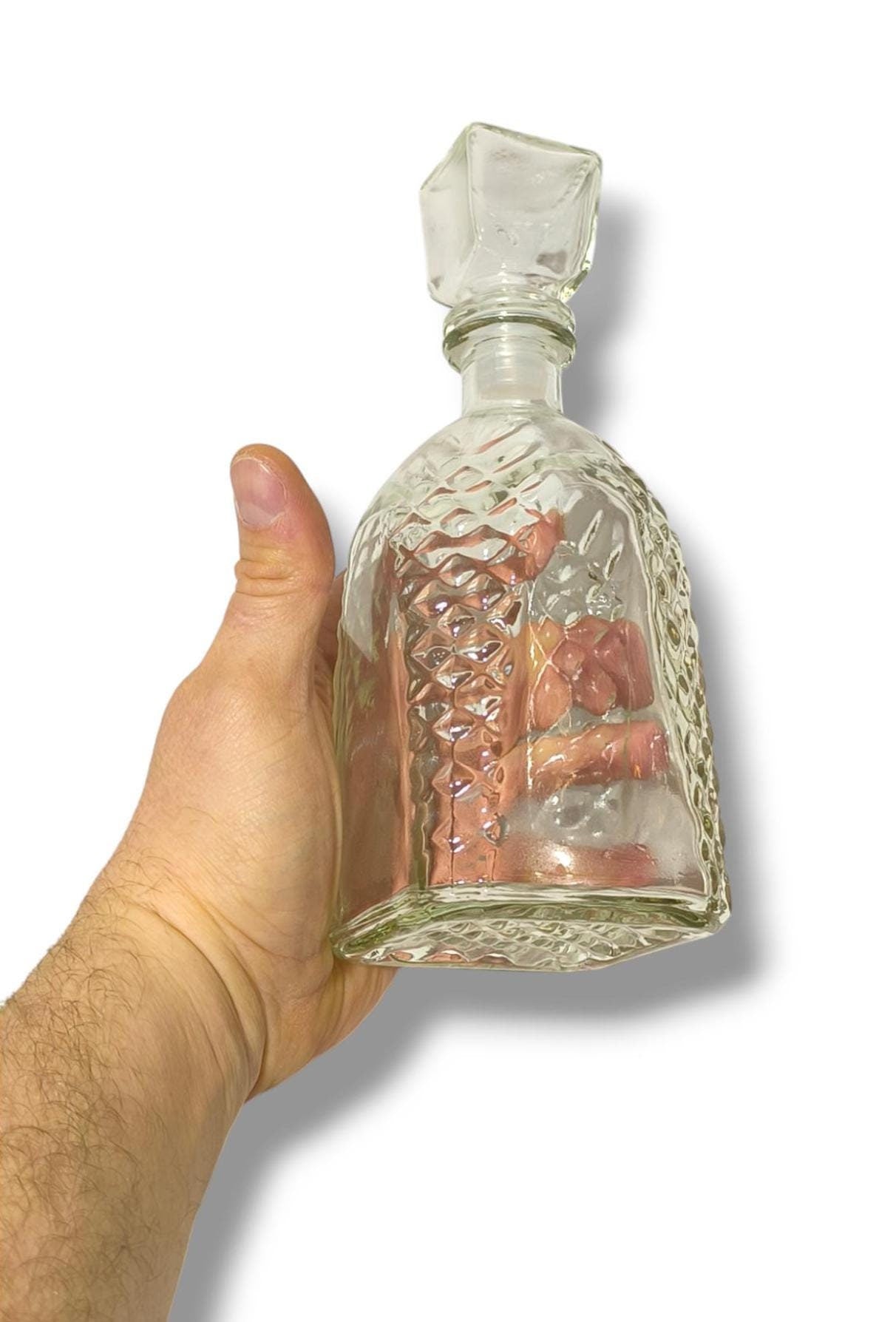 Original Clear Square Glass Retro Bottle, Empty 500 ml