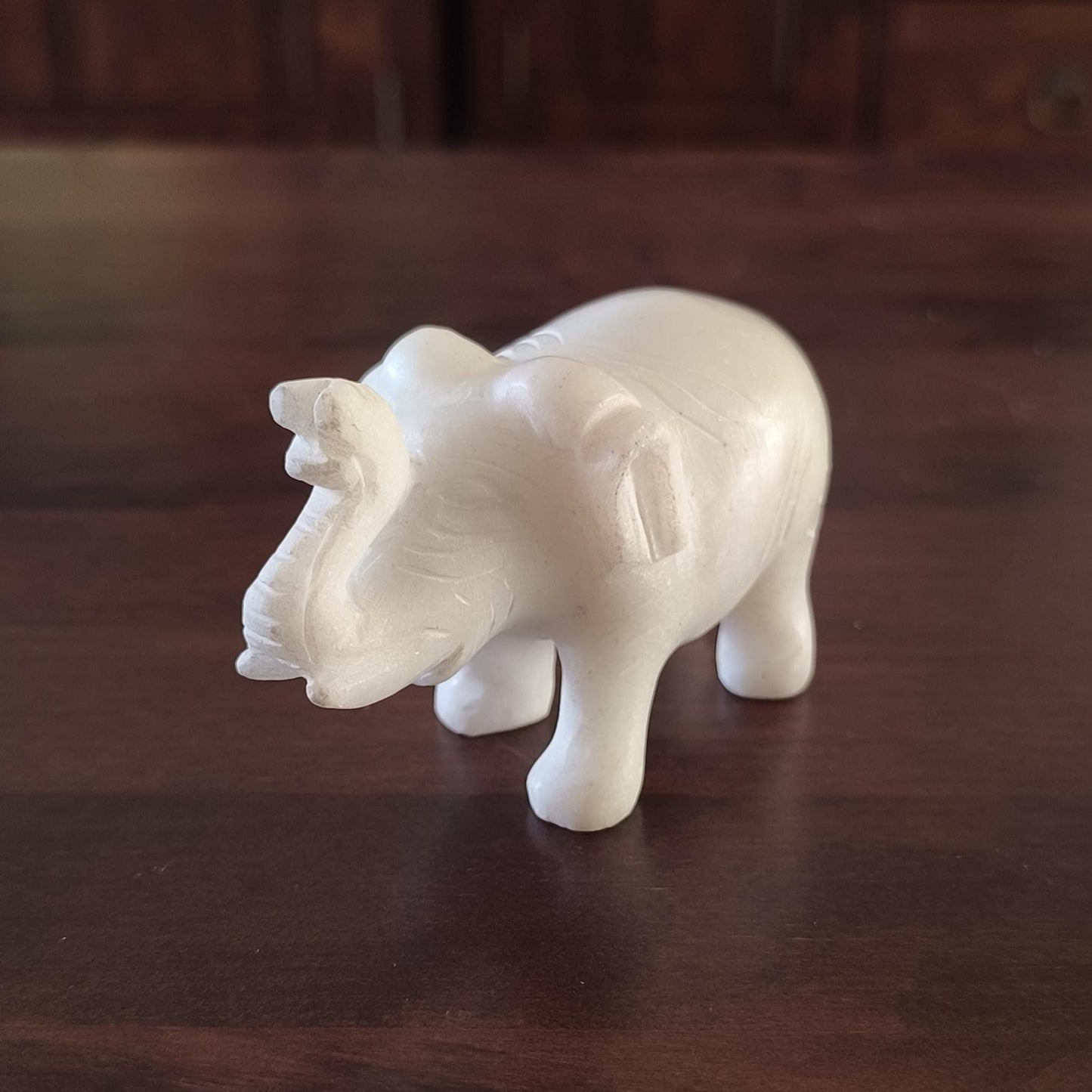 White Marble Stone Elephants Sculpture Handmade from 1960s