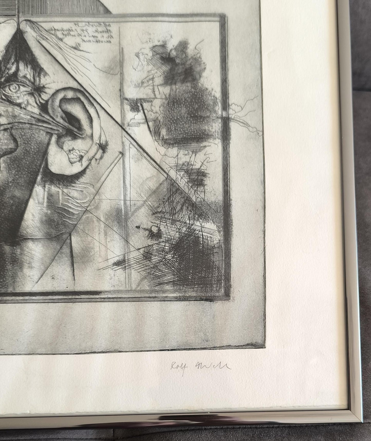 Rolf Nuhn "Ego-Masochist" Framed Artwork, Surrealist Psychological Style