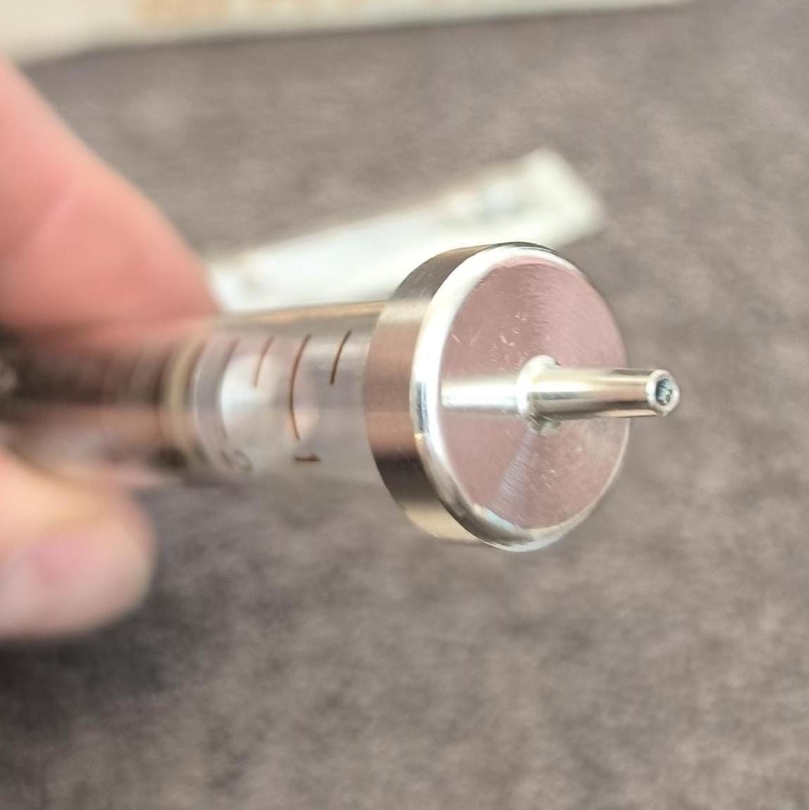 Unused USSR Medical Syringe, Stainless Steel with Glass Body, 5 ml, 1990s, in Box