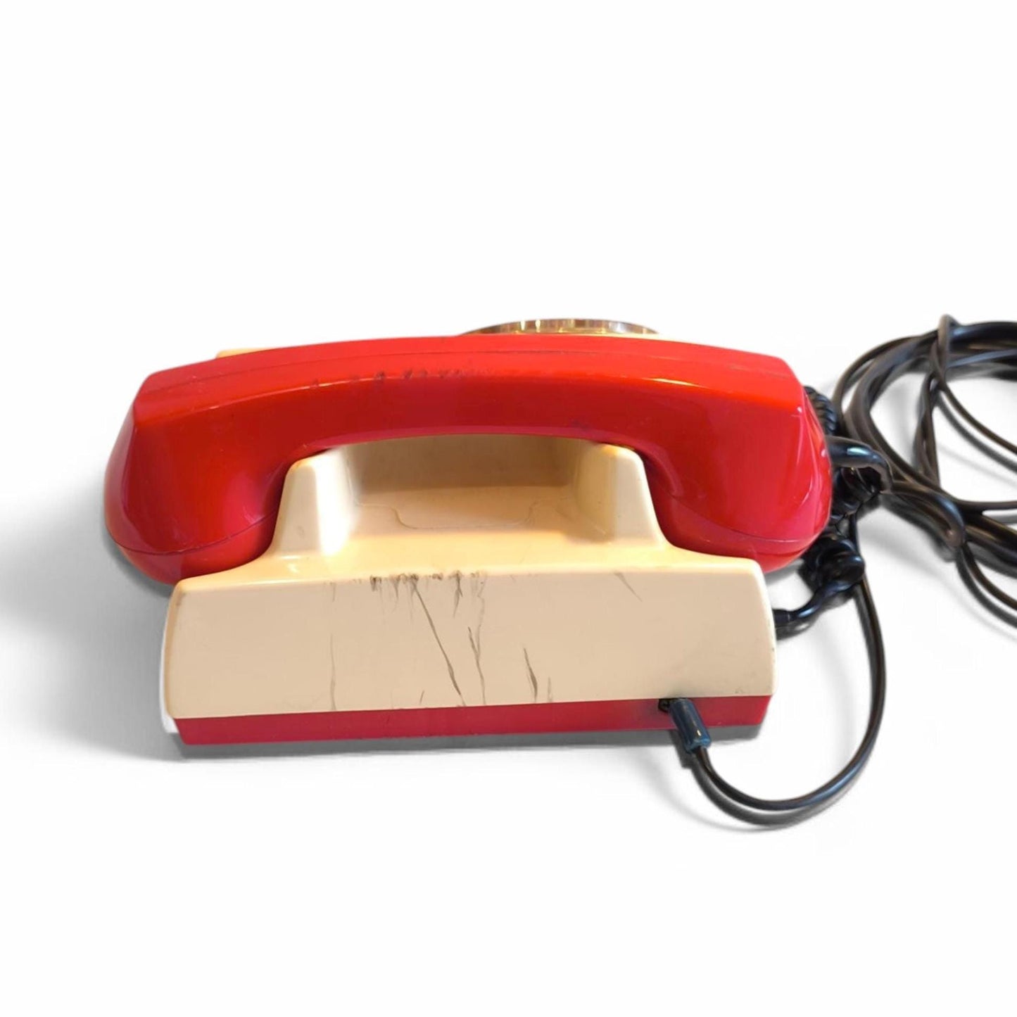 Red & Yellow Fixed-Line Analog Rotary Phone – Telkom RWT Aster 72 (1980)