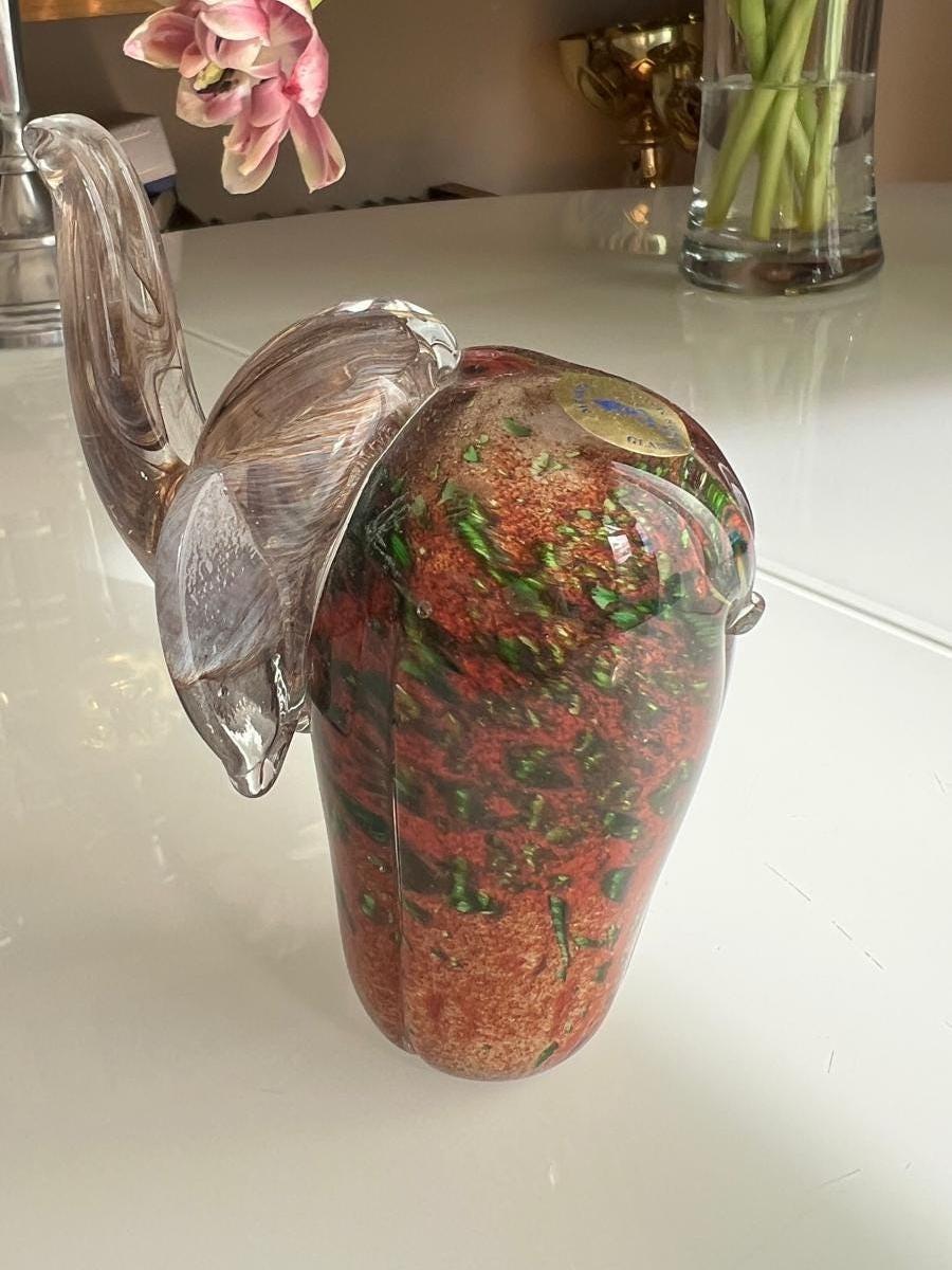 Glass Elephant MTARFA Malta Color Sculpture 1980