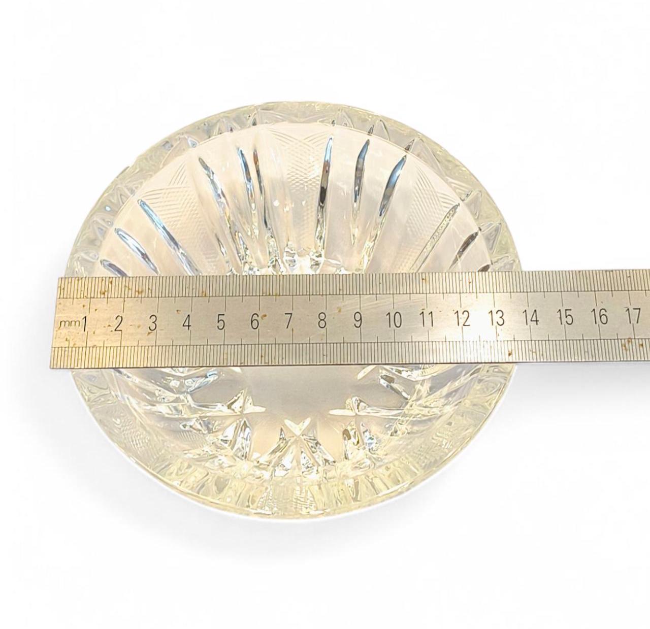 Ribbed Crystal Bowl: Heavy Clear Glass Serving Dish, 1970s