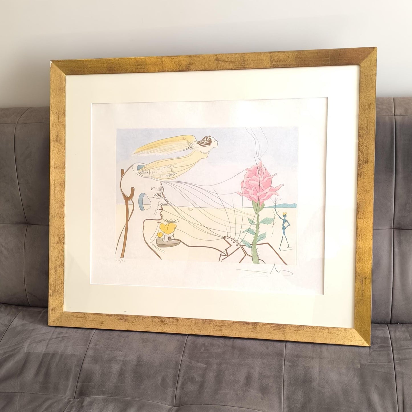 Salvador Dalí Signed Drypoint "Rose (Dream)", Limited Edition, Framed 1976