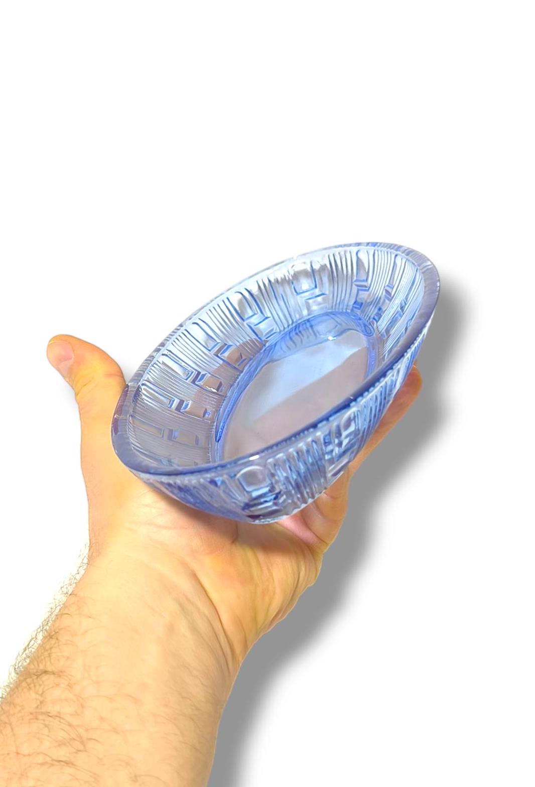 Light Blue Glass Serving Dish, 1970s, Salad Bowl or Herring Platter