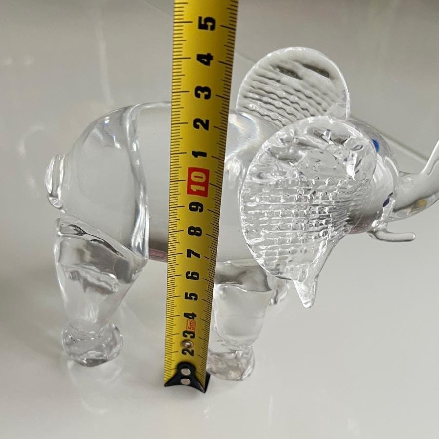 Clear Glass Elephant Figurine with Textured Ears 1980s